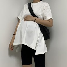 언발 훌 반팔 티셔츠 임산부 기본티 플레어티