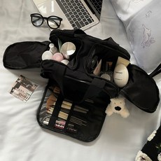 P人 雙開口雲朵化妝包 大容量便攜旅行收納 多層設計 加厚加大耐用款