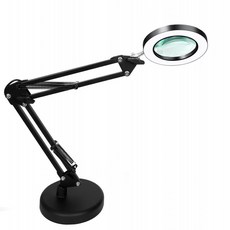 작업용 확대경 책상 스탠드 확대기 30배 클립형 독서용, 1개, B_블랙 15W 조명조절 원형 베이스