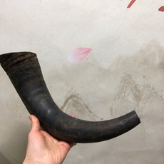 專業黑氂牛角喇叭牛角號，法師銅嘴道教法器，道士常用儀樂器，牛角吹號角道傢用品, 原生態號無銅嘴直接吹 35到40厘米