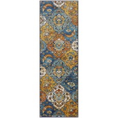 [ 1174107 ] 메이플스 러그 Sutton 오리엔탈 러너 - 미국 제조 세탁 가능 미끄럼 방지 실내 카펫 복도 주방 및 세탁실용 61 x 1.8m(2 6피트) 블