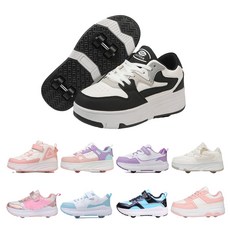 PHTEER 롤러슈즈 바퀴달린 운동화 바퀴달린 롤러슈즈 4륜 F03, 블랙, 1개