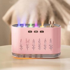 5 Nozzle Cool Mist Humidifier Music-Sensing Humidifier Diffuser with 20 Color LED Light 700ML Es, 핑크