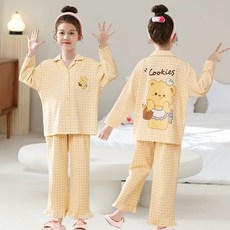 아동잠옷 100코튼 쿠키곰 프릴 봄 잠옷 긴팔 파자마파티 여아긴팔잠옷 아동긴팔