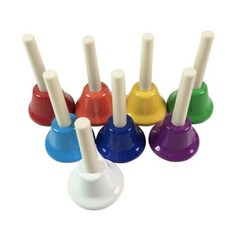 八音八色碰鐘手搖鈴，兒童奧福樂器，彩虹手搖鈴，啟發寶寶音樂天賦。, 1個, 11公分迷你版