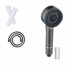KOLKO 克魯克家居 增壓過濾蓮蓬頭 多功能按摩SPA花灑 淨水過濾 三段出水 免打孔安裝, 【質感灰】噴頭 +1.5米管 附贈5濾芯, 1個