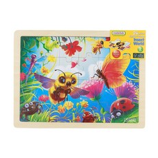 masterkidz 木製拼圖 幼兒拼圖 教具 海洋 昆蟲 交通 芭蕾 恐龍 太空 農場動物 學習拼圖 20片 24片, 1個, 昆蟲24片