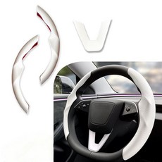 SXunacou 테슬라용 맞춤형 핏 스티어링 휠 커버 3/Y자형 내부 액세서리 남성/여성용 탄소 섬유 스티어링 휠 커버 세그먼트 스티어링 휠 프로텍터 (C), E