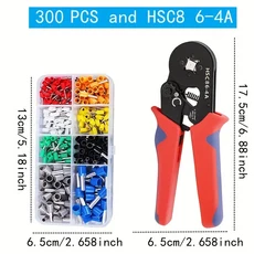 300-1200pcs 파이프 유형 압착 단자 다중 압착 단자 펜치 구색 세트 구리 튜브 + PVC 난연성 하우징, 05 300PCS with pliers