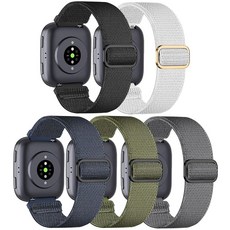 HQzon Amazfit Bip 6/ 5/Gtr 4/Gtr 3/Gtr 2/47mm/밸런스와 호환되는 5팩 탄성 나일론 시계 밴드 남성 및 여성용 22mm 스트랩 272428, 블랙/화이트/블루-그레이/다크 블루/밀리터리 그린