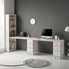 파로마 이즈 줄리아 2400 트윈 책장형 더블서랍 책상, 워시 ISK045
