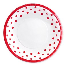 파티쇼 NEW 라인 도트 접시 6개입 생일 파티 셀프 홈파티 테이블 장식 피크닉 소품, 23cm, 레드
