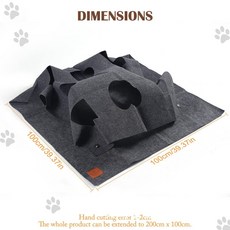 寵物遊戲墊 貓咪隧道 多通道折疊活動墊 寵物地毯 訓練墊 貓玩具, 1個, 灰色100*100*5