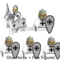 중세 병사 피규어 블록 울프 나이트 로마 황금 말 액세서리 소년 장난감 선물 N07, 03 X1738XH1734
