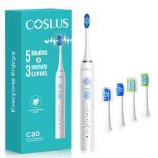 COSLUS 멀티모드음파 전동칫솔+4개 헤드, 1개, 화이트, C30 electric toothbrush 1개, 화이트, C30 electric toothbrush