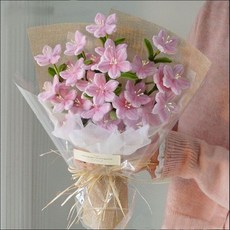 모루꽃다발키트 취미 선물 패키지 만들기 대형, 핑크 리틀 스왈로우 꽃다발, 1개