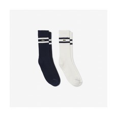 매장정품 라코스테 LACOSTE 남성 트라이프 티핑 크루 삭스 2P 번들 RA6842-55N HHW RA6842-55NHHW 522490