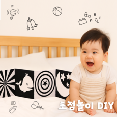 초점북만들기 초점카드 초점북 태교바느질DIY 만들기키트 터미타임장난감 흑백카드 신생아놀이 시각발달장난감 [꿈단지놀이창작소], 혼합(칼라+흑백), 1개