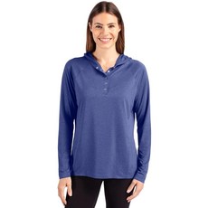 Cutter & Buck Coastline Epic Comfort Eco 재활용 여성용 후드 셔츠 투어 블루
