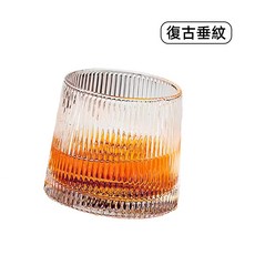 [上手家居] 復古格紋 威士忌杯 玻璃杯 水杯 不倒翁杯 7x7cm, 1個, 不倒翁杯 復古垂紋