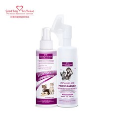GBPH好寶貝 毛孩潔淨防舔組 犬貓通用 癢癢舒敏腳掌清潔慕斯 防啃咬噴霧150ml 草本植萃低敏配方, 1個