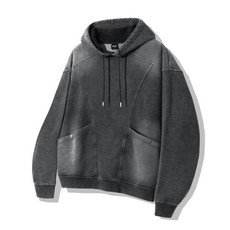 [트릴리온] 인시전 워시드 데님 스웨트 오버핏 후드 [그레이]