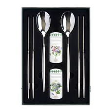 PORTmeIRION 波特玫琳恩 RF 現代韓式餐具 2人組 B, 1套, 湯匙 2p + 筷子 2p + 韓式餐具架 2p, 混合色