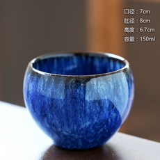 窯變釉陶瓷茶杯, 1個, 窯變龍蛋杯-炫藍