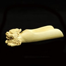 爆款黃楊木鵰貔貅煮茶器 分茶勺 長柄茶匙功夫茶道茶具茶剷取茶木質茶羹, 1個, 貔貅茶勺（大葉黃楊）