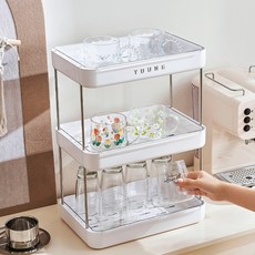 YOUNG 물빠짐 컵 건조대 식기건조대 싱크대 정리선반 물받이 트레이, 1개, 화이트, 3단