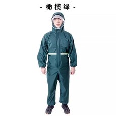 방수 작업복 농사 배달 방진복 전신 작업복 방호복, 1개, 그린XL