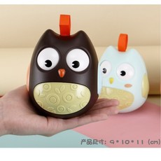 幼童玩具 眨眼貓頭鷹小熊蘋果不倒翁玩具 Q萌耐摔 嬰幼童鈴鐺玩具, 貓頭鷹（深咖色A2P）袋裝, 1個