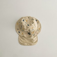 兒童漁夫帽 夏季透氣輕薄 卡通恐龍披肩遮陽帽 T96001