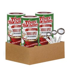Tony's Seasoning – 3x Tony Chachere's More Spice 396.9g(14온스) 번들 스테인리스 스틸 계량 스푼 세트 포함 - 케이준 요리 그, Tony's Seasoning – 3x Tony Cha, 396.9g