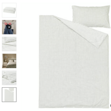 이케아 도프타클레야 이불커버+베개커버 화이트/앤트러싸이트 150x200/50x80 cm 906.005.16