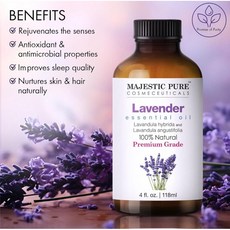 Majestic Pure 薰衣草精油 100% 天然高級品質 118ml, 1個, 薰衣草118ml(2027/07