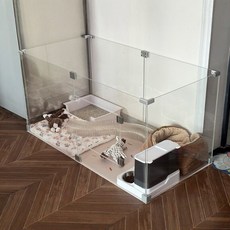 투명 강아지 실내 6장 고양이 조립 반려동물 울타리 케이지 펜스 조합, 50x60 8개+5mm 도어