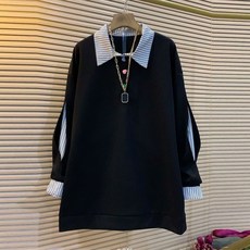 여성 빅사이즈 셔츠 레이어드 맨투맨 봄가을 롱 티셔츠 캐주얼 상의