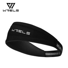 WRELS 초경량 스포츠 헤드밴드 반사 로고 3중 흡한속건 미끄럼방지 남녀공용 등산 캠핑 러닝 여름용, 1개, 블랙