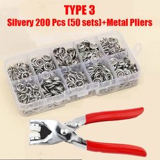 예쁜단추 수입단추 펜치가 있는 금속 프롱 스냅 단추 중공 프레스 패스너 스터드 도구 세트 키트 의류 바느질 가방 신발, 1개, 7) TYPE 3