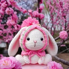 DIY 수제 토끼 인형 키트 애착인형 선물용 완구, 복숭아 핑크 토끼 재료 패키지 전체 재료+도구+튜토리얼, 1개, 남녀공용