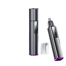 電動鼻毛修剪器 充電式 雙刀片 Type-C快充 男女通用, 槍灰色數顯充電 按鍵款, 英文說明書
