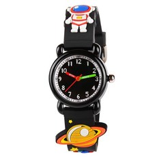 Venhoo 아동용 시계 3D 만화 방수 실리콘 어린이 손목 시계 어린이 선물 만 3-10세 여아 남아 어린이 트랙 Bluedinosaur 블루 공룡, B-Astronauts