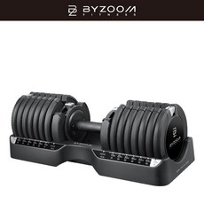 Byzoom Fitness【Pure Series】34公斤(75LB) 21段重量可調式啞鈴，居家健身器材，重量訓練，安全鎖定，人體工學握把, 1個