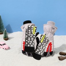 兒童尺碼-男女通用冬季滑雪手套 戶外玩雪 防水加絨加厚保暖 卡通男女童學生棉手套