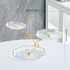 網紅輕奢客廳家用茶幾點心甜品臺展示架蛋糕架, 樹枝透明3層條紋果盤