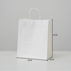 고급 화이트 종이가방 크라프트 튼튼한 쇼핑백 무지 선물 미니 종이쇼핑백 인쇄 제작 어젠다, 50개, 고급 화이트 대 (26x12x31)