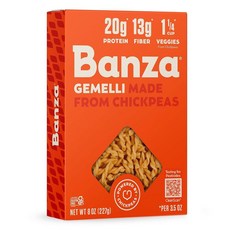 BANZA 반자 병아리콩 Gemelli 파스타 - 글루텐 프리 고단백 및 저탄수화물 단백질 제멜리 226.8g(8온스), 1개, 198g