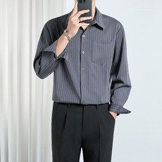 男士長袖襯衫 春秋休閒寬鬆襯衣 港風日系風格 抗皺大尺碼