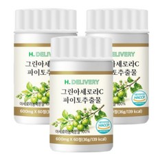 그린 아세로라 천연 비타민C 농축 분말 100% 파이토 추출물 에이치딜리버리, 3개, 60정 3개, 60정